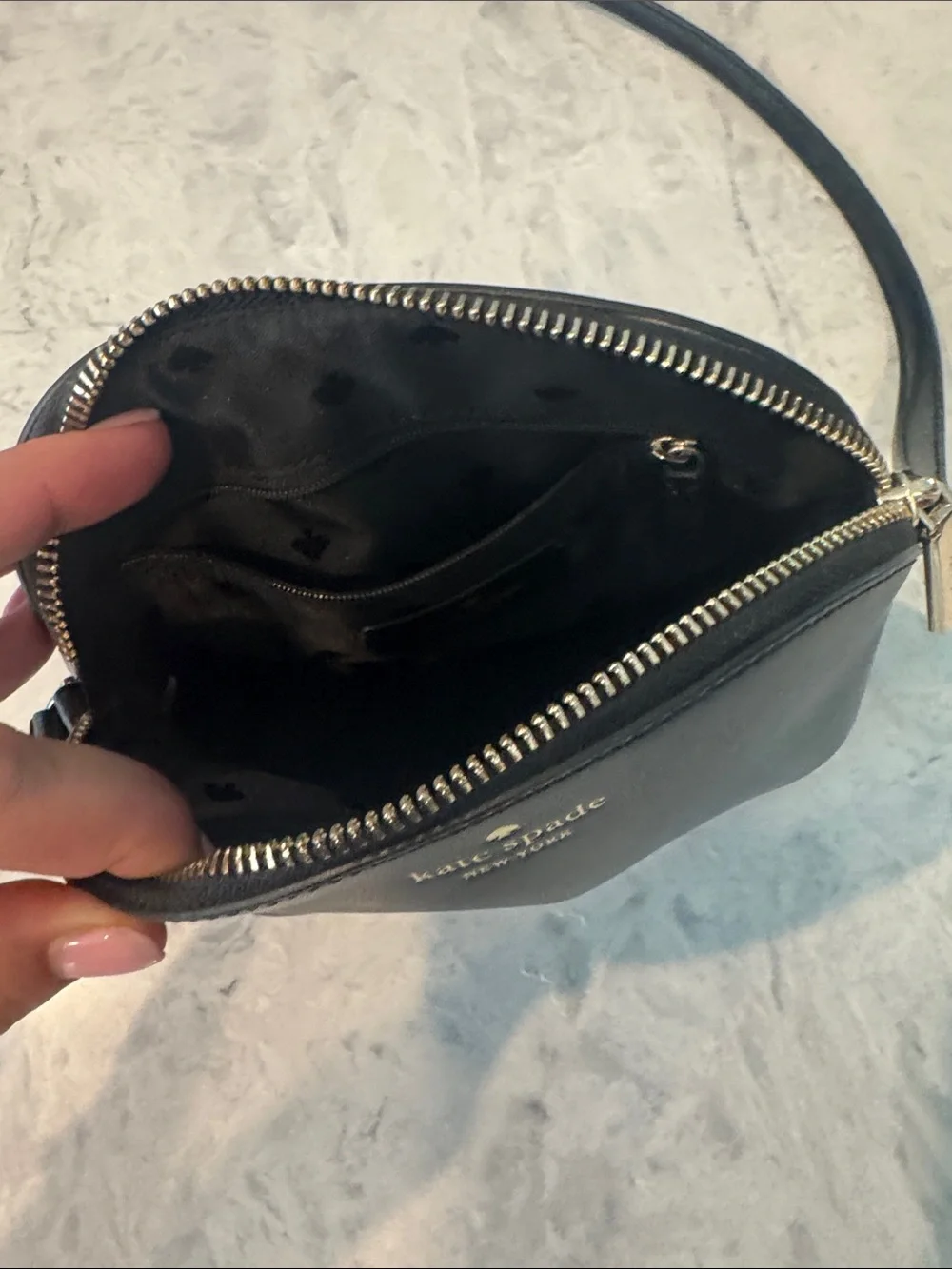 kate spade Black Leather purse with Gold Logo
